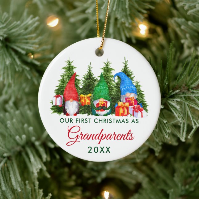 First Christmas Grandparents Gnomes Trees Ceramic Tree Decoration (Tree)