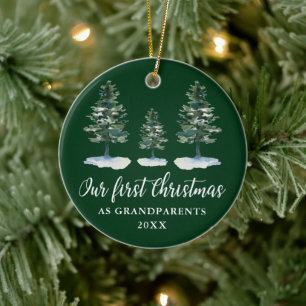 First Christmas Grandparents Green Pines Ceramic Tree Decoration