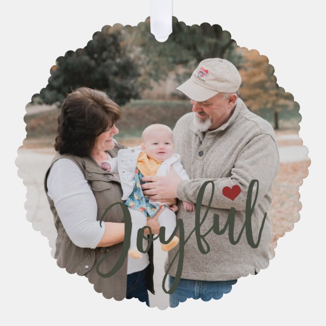 First Christmas grandparents photo script modern Tree Decoration Card (Front)