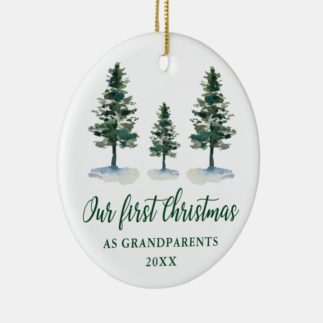 First Christmas Grandparents Pines PHOTO BACK Ceramic Tree Decoration (Right)