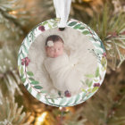 First Christmas Green Holiday Wreath Baby Photo