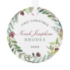 First Christmas Green Holiday Wreath Baby Photo