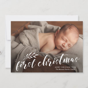First Christmas Handwritten Baby Photo Holiday Card
