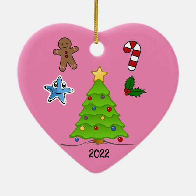 First Christmas Heart Shaped Ornament - Customise (Back)