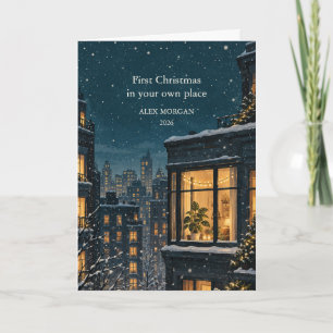 First Christmas Home Cosy Winter Window Card