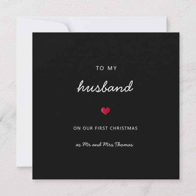 First Christmas husband romantic heart mr & mrs  Card (Front)