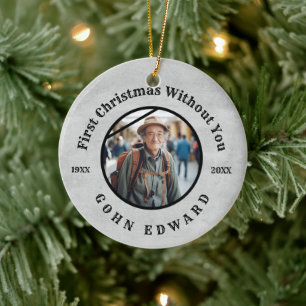 First Christmas In Loving Memory Photo Tribute Ceramic Tree Decoration