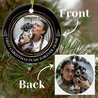 First Christmas in My Forever Home Pet Photos Ceramic Tree Decoration