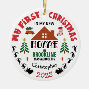 First Christmas In My New Home Custom Name Ceramic Tree Decoration