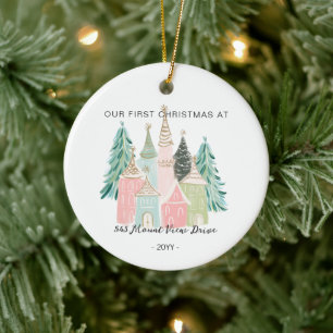 First Christmas in New Home - Address Ornament