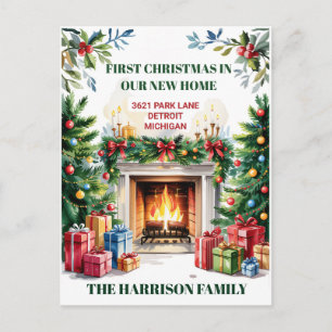 First Christmas in New Home Ornament Holiday Postcard
