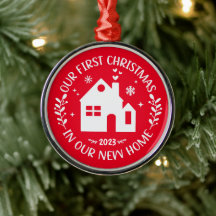 First Christmas In New Home Personalised Red