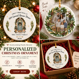 First Christmas in New Home Photo Ceramic Tree Decoration