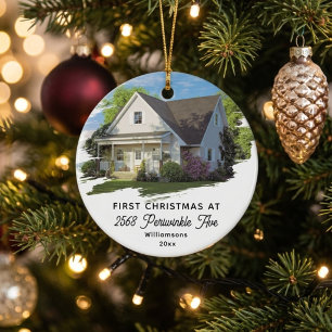 First Christmas in New Home Photo Housewarming Ceramic Tree Decoration