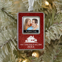 First Christmas in New Home Silver Plated Framed Ornament