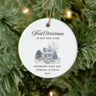 First Christmas in Our New Home Address & Year Ceramic Tree Decoration