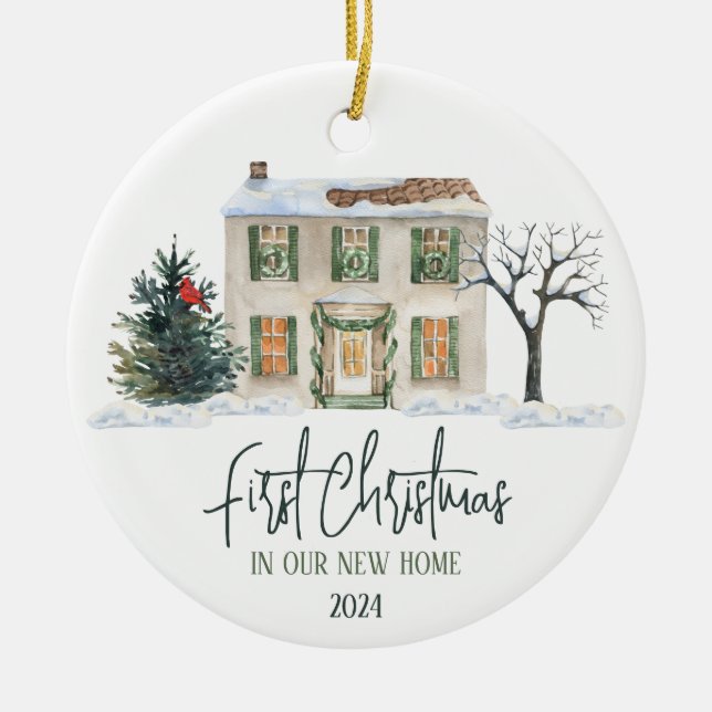 First Christmas in our New Home Ceramic Tree Decoration (Front)