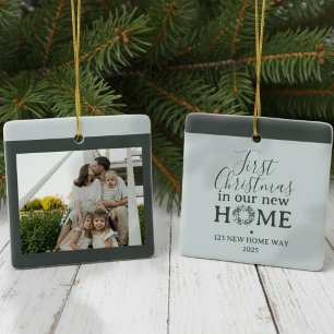 First Christmas In Our New Home Family Photo Ceramic Ornament