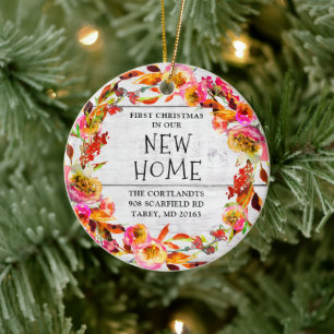 First Christmas In Our New Home Personalised Ceramic Tree Decoration