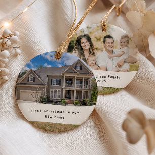 First Christmas in Our New Home Personalised Photo Ceramic Tree Decoration