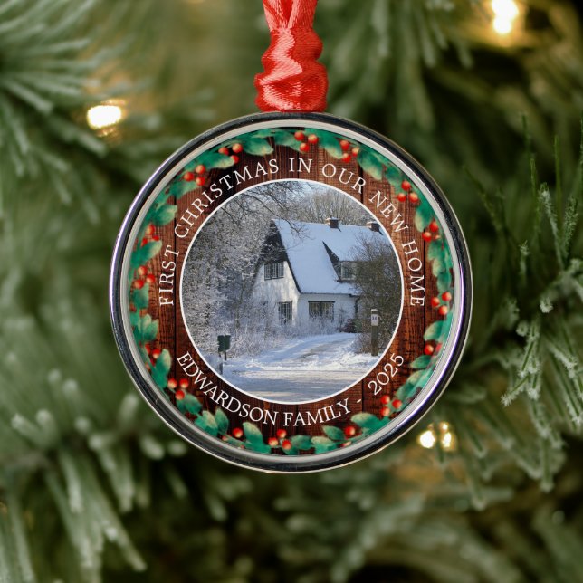 First Christmas in our new home photo family Metal Tree Decoration (Tree)