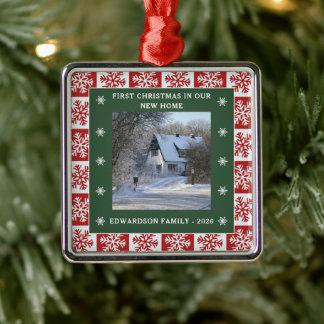 First Christmas in our new Home photo family name Metal Tree Decoration