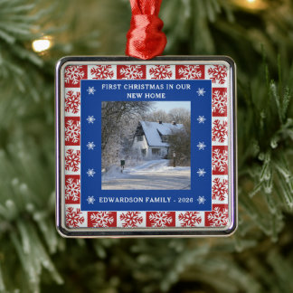 First Christmas in our new Home photo family name Metal Tree Decoration