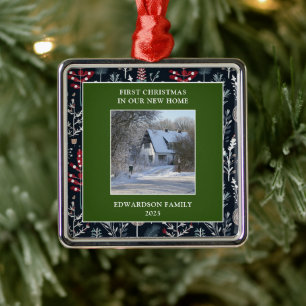 First Christmas in our new Home photo family name Metal Tree Decoration