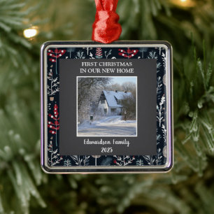 First Christmas in our new Home photo family name Metal Tree Decoration