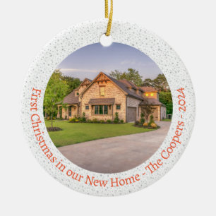 First Christmas In Our New Home Photo Holiday Ceramic Tree Decoration