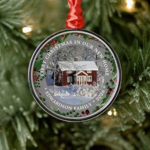 First Christmas in our new Home photo Metal Tree Decoration