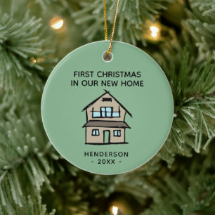First Christmas In Our New Home Real Estate Client Ceramic Tree Decoration