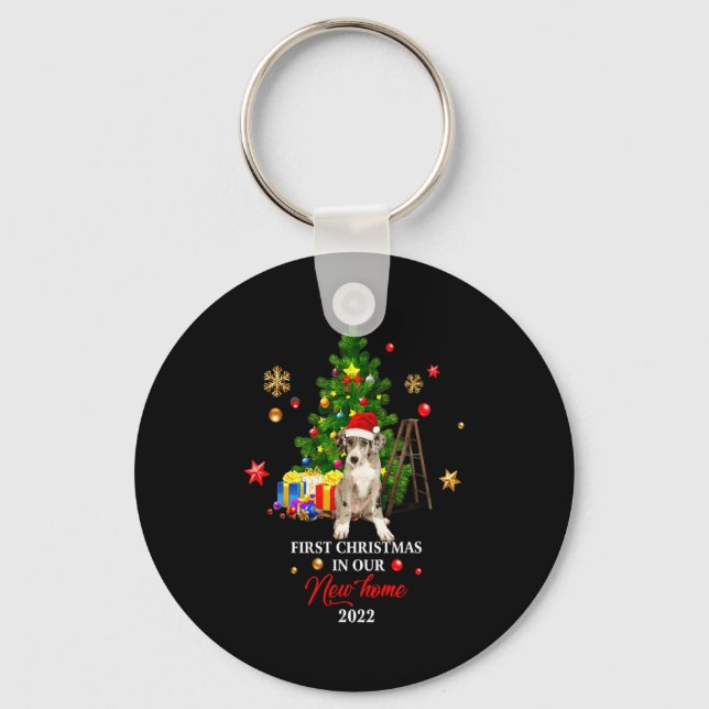 First Christmas In Our New Home Xmas Dalmatian T S Key Ring (Front)
