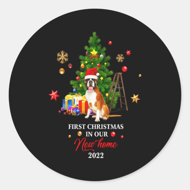 First Christmas In Our New Home Xmas For Bernard T Classic Round Sticker (Front)