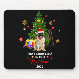 First Christmas In Our New Home Xmas For Bulldog T Mouse Pad