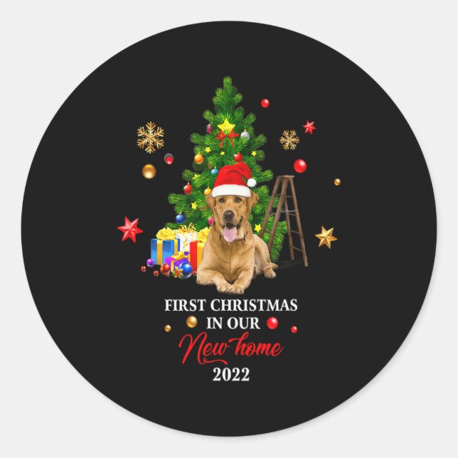 First Christmas In Our New Home Xmas Gift For Labr Classic Round Sticker (Front)