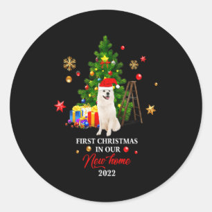 First Christmas In Our New Home Xmas Gift For Samo Classic Round Sticker