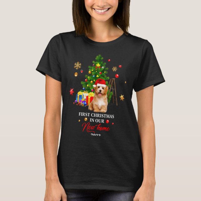 First Christmas In Our New Home Xmas Maltese Dog T T-Shirt (Front)