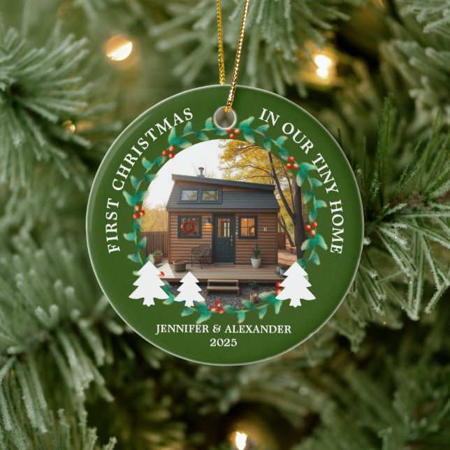 First Christmas in our Tiny Home photo Ceramic Tree Decoration (Tree)
