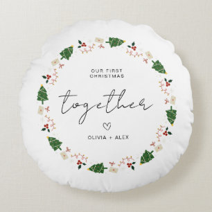 First Christmas keepsake Christmas Couple Gift Round Cushion
