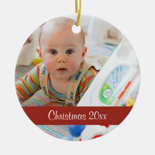 First Christmas Keepsake Custom Photo Ornament (Front)