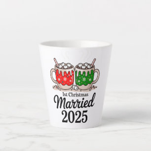 First Christmas Married 2025   Cute Hot Chocolate  Latte Mug