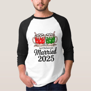 First Christmas Married 2025 Cute Hot Chocolate T-Shirt
