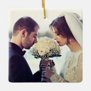First Christmas Married as Mr. & Mrs. PHOTO Ceramic Ornament