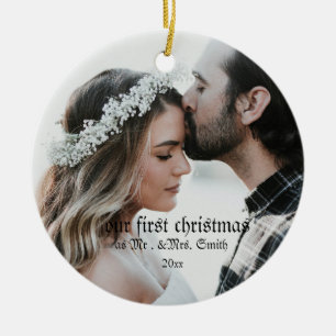 First Christmas Married as Mr. & Mrs. PHOTO Ceramic Tree Decoration