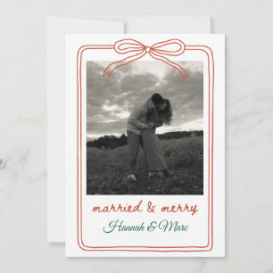 First Christmas Married Bow Photo Holiday Card