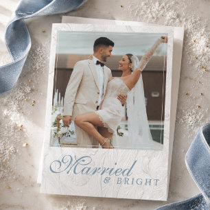 First Christmas Married & Bright Newlywed Photo Holiday Card