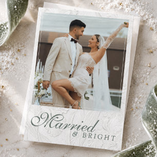 First Christmas Married & Bright Newlywed Photo Holiday Card