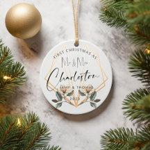 First Christmas Married Ceramic Ornament