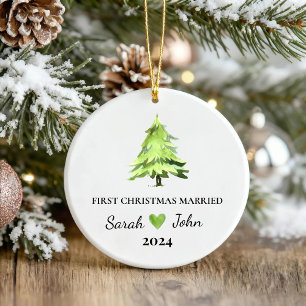 First Christmas Married Christmas Tree Custom Name Ceramic Tree Decoration
